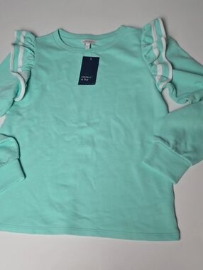 crown & ivy Mint Green Long Sleeve Top with Ruffle Trim
